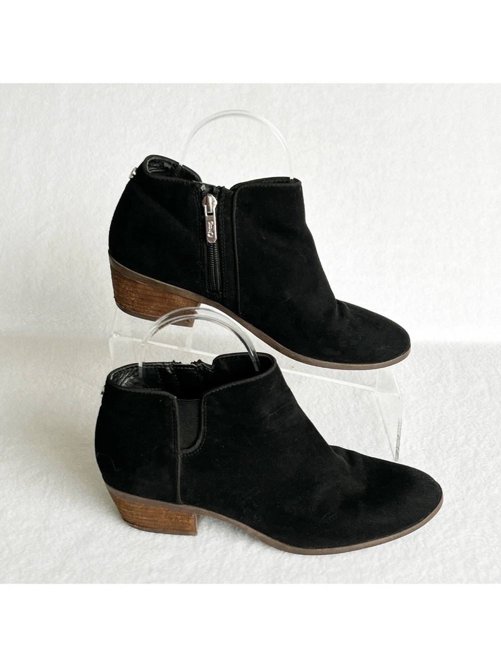 Sam Edelman Petty Ankle Boots Womens Size 7 Black Suede Bootie Low Heel Shootie